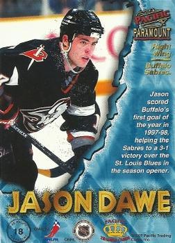 1997-98 Pacific Paramount - Red #18 Jason Dawe Back