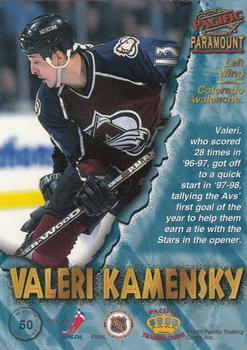 1997-98 Pacific Paramount - Red #50 Valeri Kamensky Back
