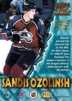 1997-98 Pacific Paramount - Red #53 Sandis Ozolinsh Back