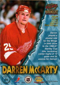 1997-98 Pacific Paramount - Red #68 Darren McCarty Back