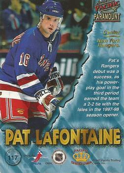 1997-98 Pacific Paramount - Red #117 Pat LaFontaine Back