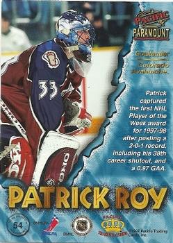 1997-98 Pacific Paramount - Red #54 Patrick Roy Back