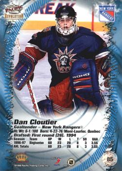 1997-98 Pacific Revolution - Ice Blue #85 Dan Cloutier Back