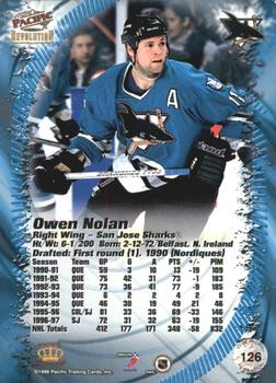 1997-98 Pacific Revolution - Ice Blue #126 Owen Nolan Back