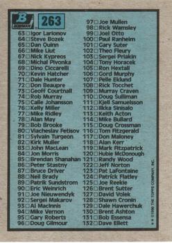 1990-91 Bowman #263 Checklist: 1-132 Back