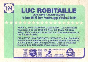 1990-91 O-Pee-Chee #194 Luc Robitaille Back