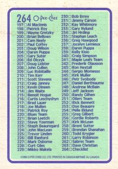 1990-91 O-Pee-Chee #264 Checklist: 133-264 Back