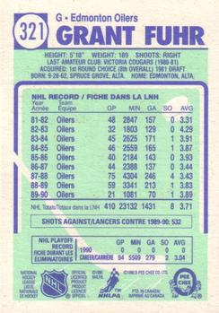 1990-91 O-Pee-Chee #321 Grant Fuhr Back