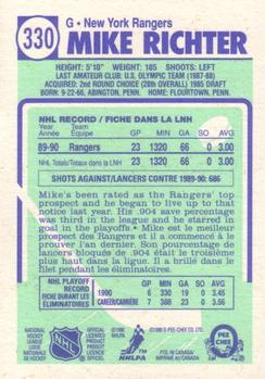 1990-91 O-Pee-Chee #330 Mike Richter Back