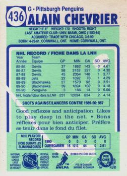1990-91 O-Pee-Chee #436 Alain Chevrier Back