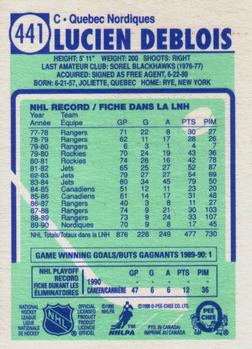 1990-91 O-Pee-Chee #441 Lucien DeBlois Back