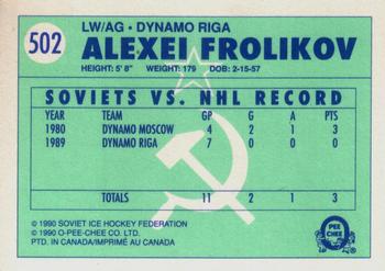 1990-91 O-Pee-Chee #502 Alexei Frolikov Back