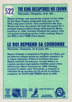 1990-91 O-Pee-Chee #522 Wayne Gretzky Back