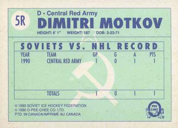 1990-91 O-Pee-Chee - Central Red Army #5R Dmitri Motkov Back