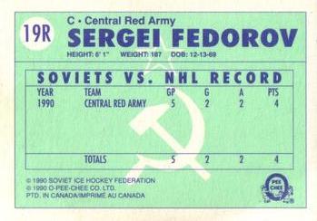 1990-91 O-Pee-Chee - Central Red Army #19R Sergei Fedorov Back