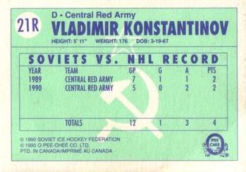 1990-91 O-Pee-Chee - Central Red Army #21R Vladimir Konstantinov Back