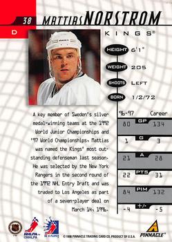 1997-98 Pinnacle Be a Player - Autographs #38 Mattias Norstrom Back