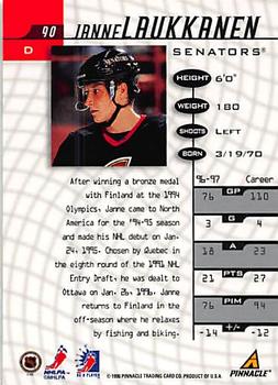 1997-98 Pinnacle Be a Player - Autographs #90 Janne Laukkanen Back