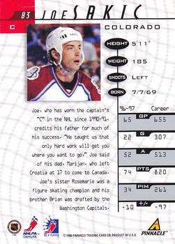 1997-98 Pinnacle Be a Player - Autographs #83 Joe Sakic Back