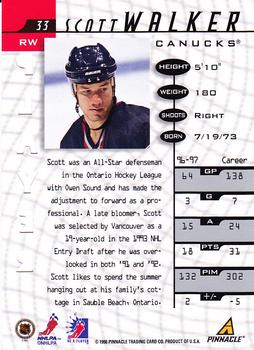 1997-98 Pinnacle Be a Player - Autographs Die Cut #33 Scott Walker Back