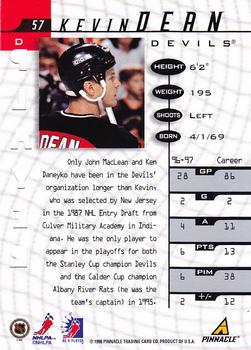 1997-98 Pinnacle Be a Player - Autographs Die Cut #57 Kevin Dean Back