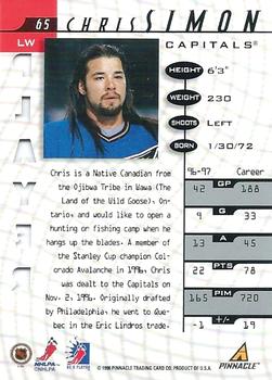 1997-98 Pinnacle Be a Player - Autographs Die Cut #65 Chris Simon Back