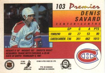 1990-91 O-Pee-Chee Premier #103 Denis Savard Back