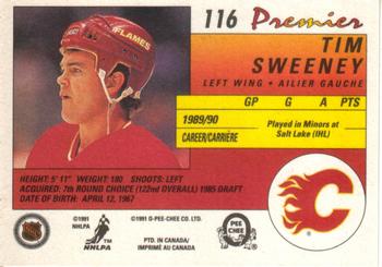 1990-91 O-Pee-Chee Premier #116 Tim Sweeney Back