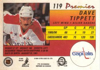 1990-91 O-Pee-Chee Premier #119 Dave Tippett Back