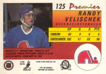 1990-91 O-Pee-Chee Premier #125 Randy Velischek Back