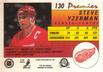 1990-91 O-Pee-Chee Premier #130 Steve Yzerman Back
