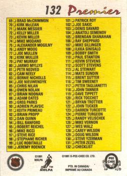 1990-91 O-Pee-Chee Premier #132 Checklist Back