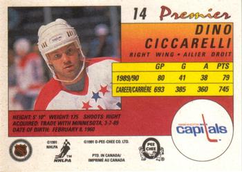 1990-91 O-Pee-Chee Premier #14 Dino Ciccarelli Back