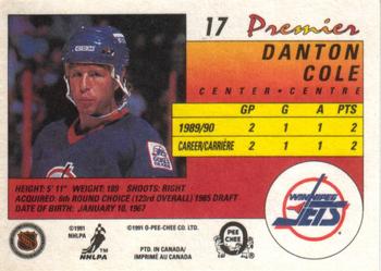 1990-91 O-Pee-Chee Premier #17 Danton Cole Back