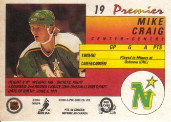 1990-91 O-Pee-Chee Premier #19 Mike Craig Back