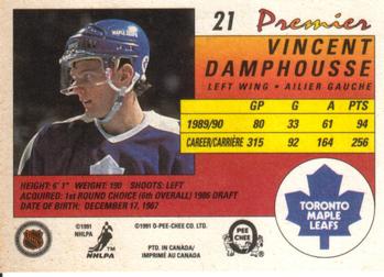 1990-91 O-Pee-Chee Premier #21 Vincent Damphousse Back