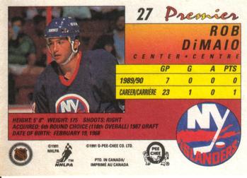 1990-91 O-Pee-Chee Premier #27 Rob DiMaio Back