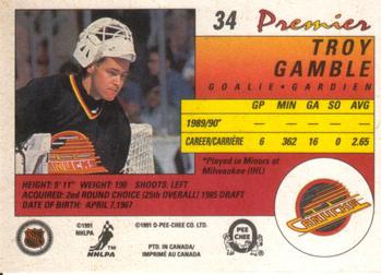1990-91 O-Pee-Chee Premier #34 Troy Gamble Back