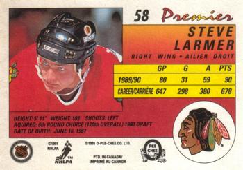 1990-91 O-Pee-Chee Premier #58 Steve Larmer Back