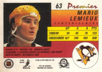 1990-91 O-Pee-Chee Premier #63 Mario Lemieux Back