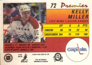 1990-91 O-Pee-Chee Premier #72 Kelly Miller Back