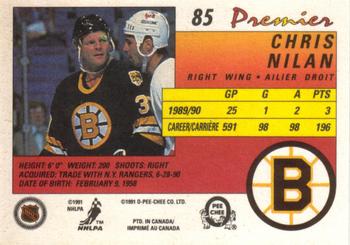1990-91 O-Pee-Chee Premier #85 Chris Nilan Back