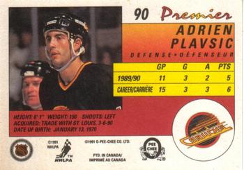 1990-91 O-Pee-Chee Premier #90 Adrien Plavsic Back