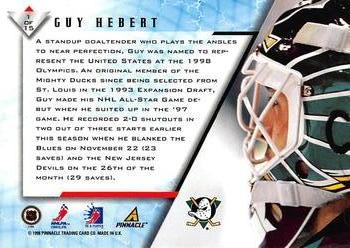 1997-98 Pinnacle Be a Player - Stacking the Pads #1 Guy Hebert Back