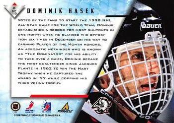 1997-98 Pinnacle Be a Player - Stacking the Pads #2 Dominik Hasek Back