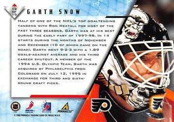 1997-98 Pinnacle Be a Player - Stacking the Pads #12 Garth Snow Back