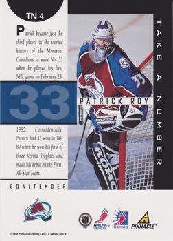 1997-98 Pinnacle Be a Player - Take a Number #TN4 Patrick Roy Back