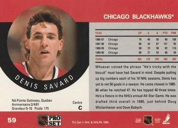 1990-91 Pro Set #59 Denis Savard Back