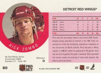 1990-91 Pro Set #80 Rick Zombo Back