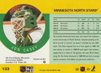 1990-91 Pro Set #133 Jon Casey Back